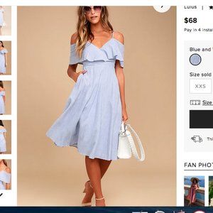 Lulu's Yacht Rock Blue and White Striped Dress NWT